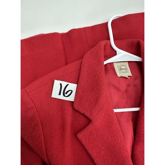 G. H. Bass & Co Womens Coat Size Small Red Wool Long Sleeve Button Up Collared - Picture 15 of 15